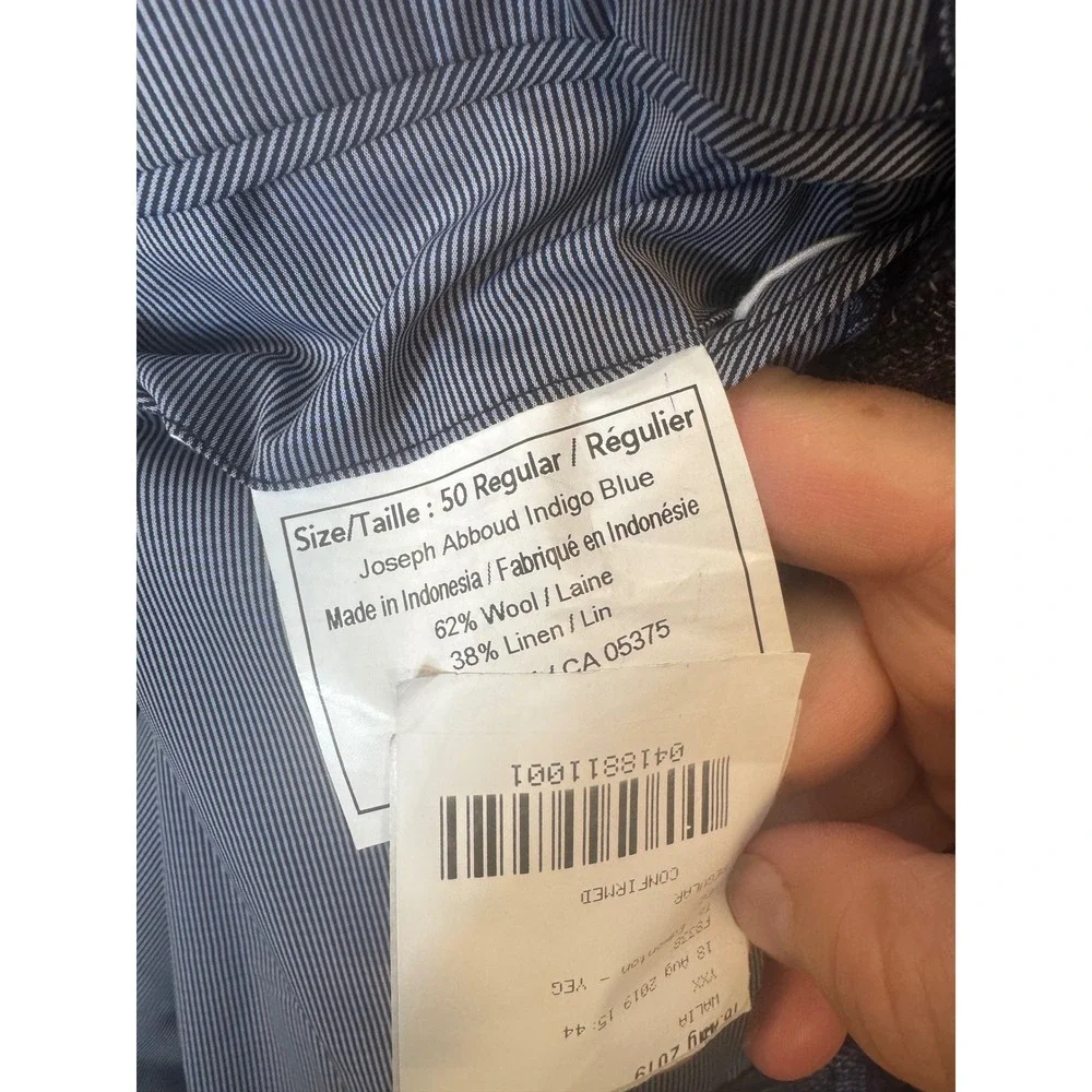Joseph Abboud Indigo Lanificio Blue Wool Linen Blazer Slim Navy Sport Coat 50R